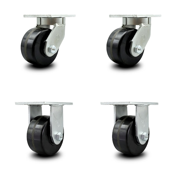 6 Inch Extra Heavy Duty Phenolic Wheel Caster Swivel 2 Rigid SCC, 4PK